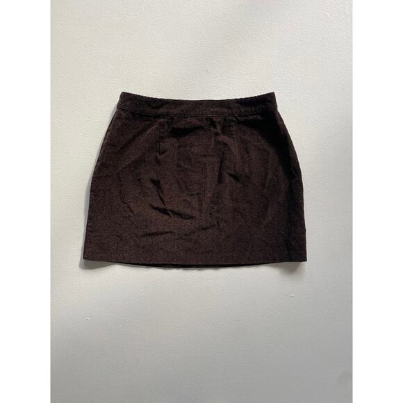 Vintage 90's Brown Woven Cotton Mini Skirt / Sz 9-10 / EXPRESS / Minimal Grunge - Picture 4 of 7